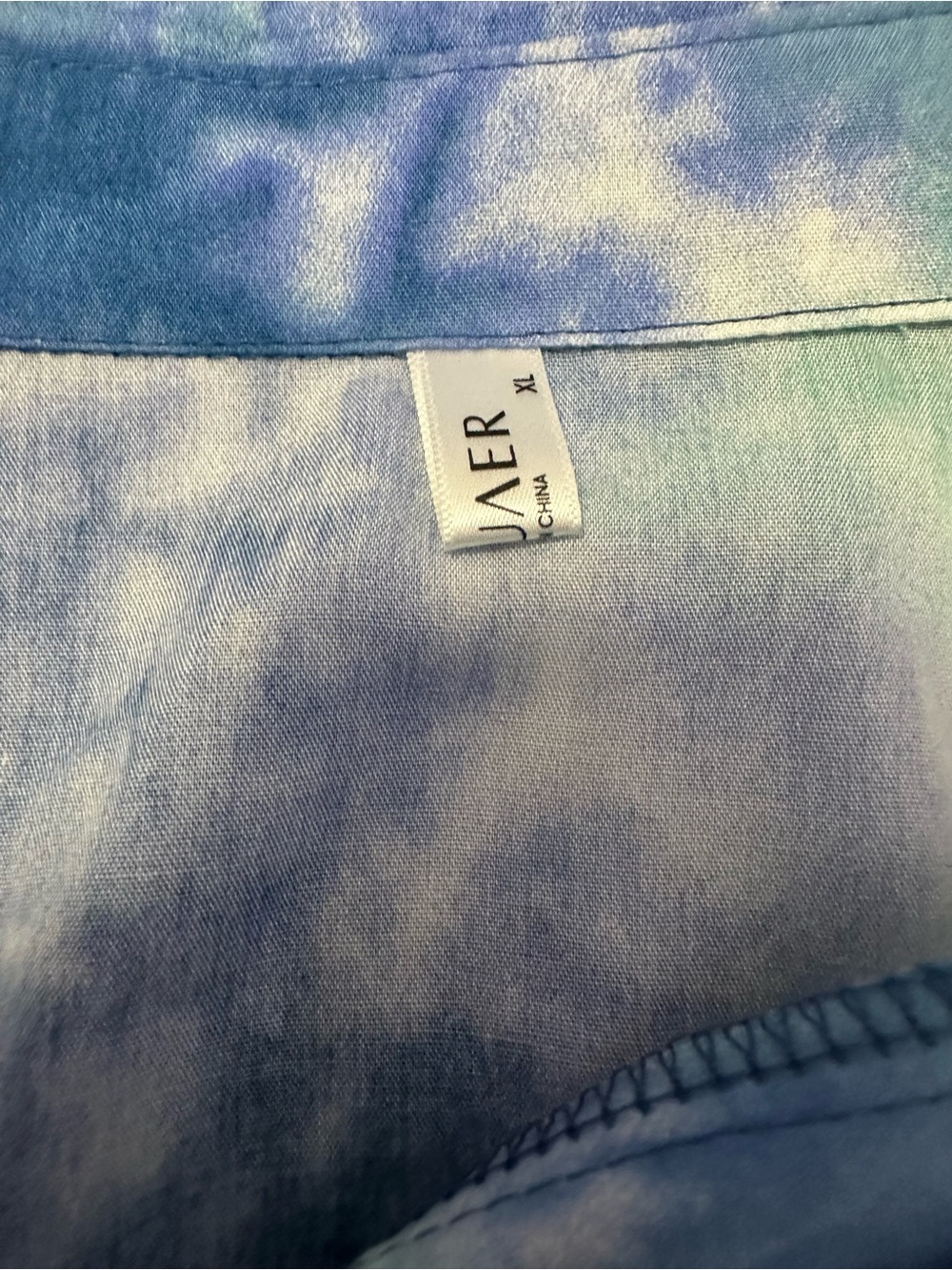 Tie-Dye V-Neck Swim Coverup Tunic in Blue & Green - Picture 6 of 7